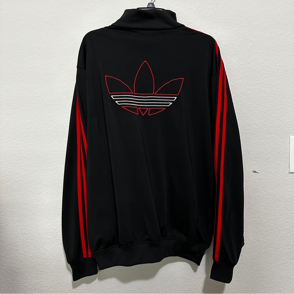Adidas Black Track Jacket with Red Stripes - Picture 6 of 7